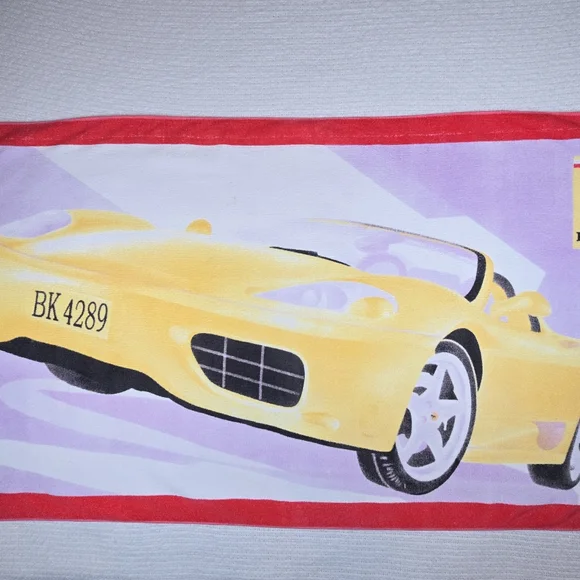 VTG Ferrari Sports Car Print Extra Large Cotton Beach Towel Y2K Retro Sporty XL - Picture 5 of 13